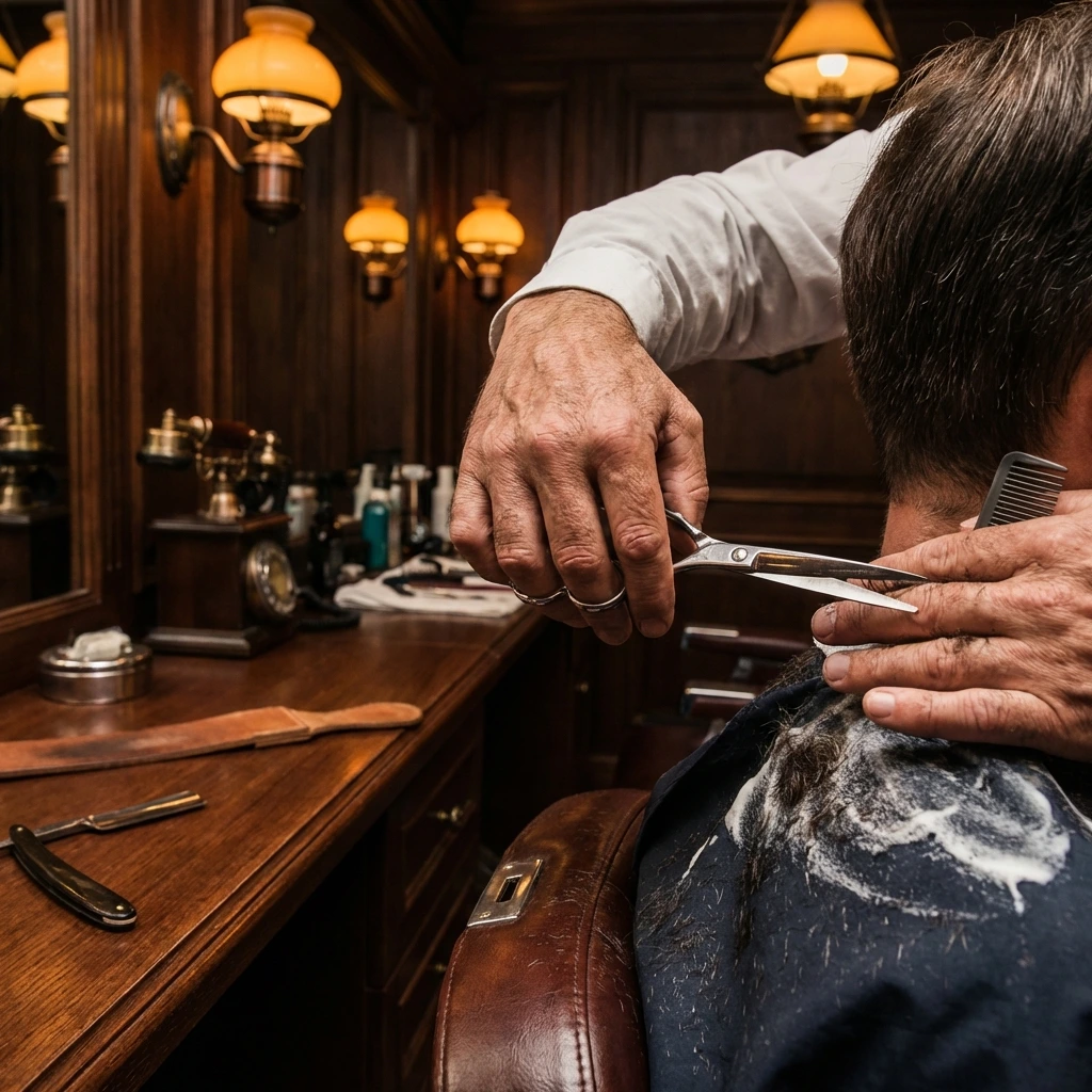 Barber at work